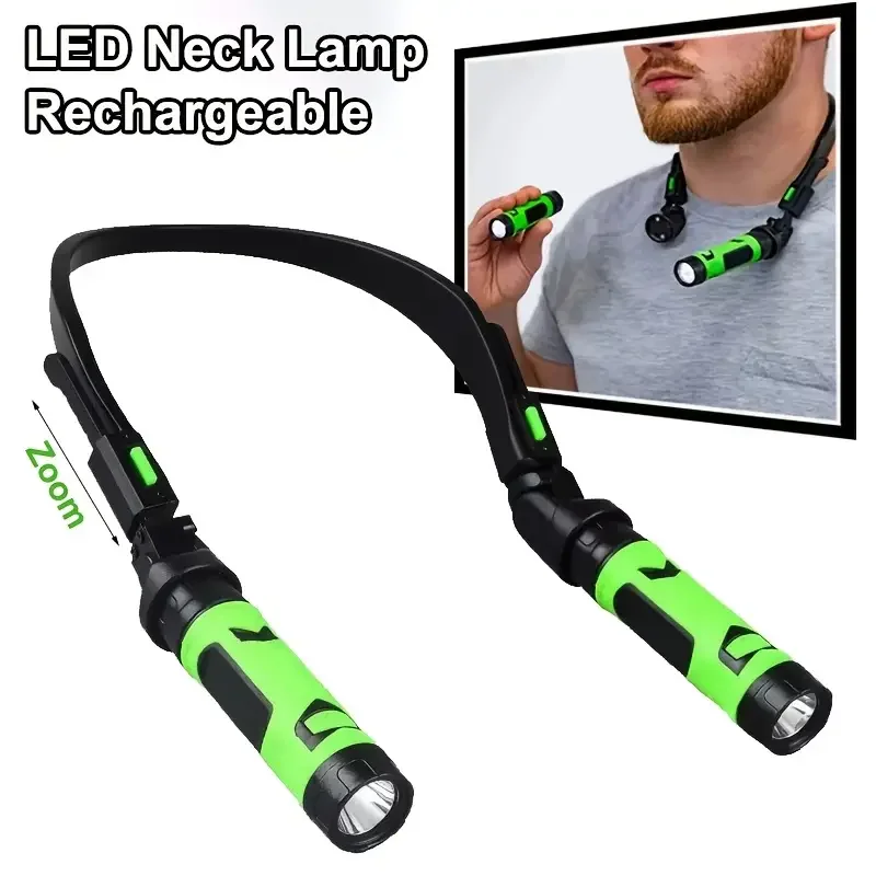 rechargeable led neck lamp hands free flashlight with magnetic base 500 brightness usb c charging 2 portable for reading camping emergency bedside use rechargeable flashlight camping essentials 0