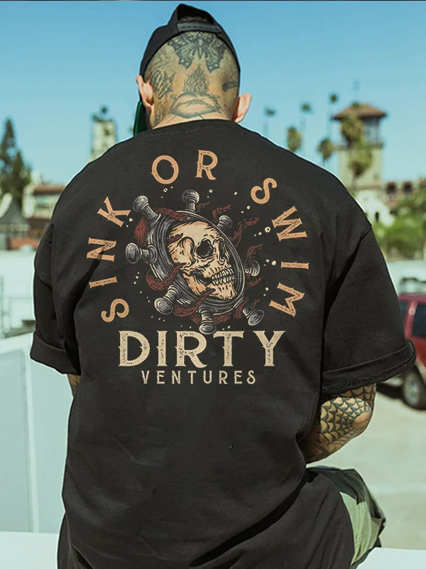 Sink Or Swim Dirty Ventures Printed Skull Men's T-shirt