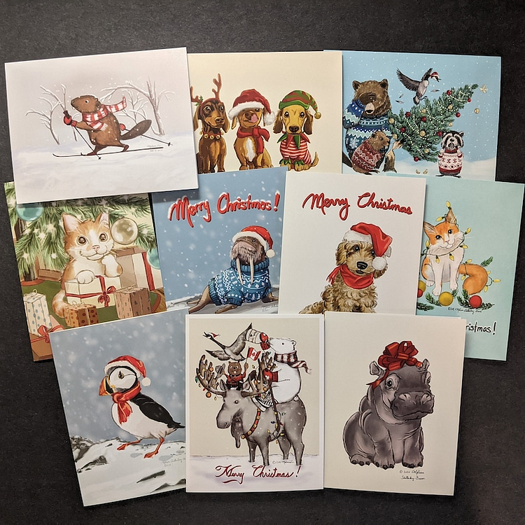 Animal Christmas Card Variety Pack❤ - tree - Codlins