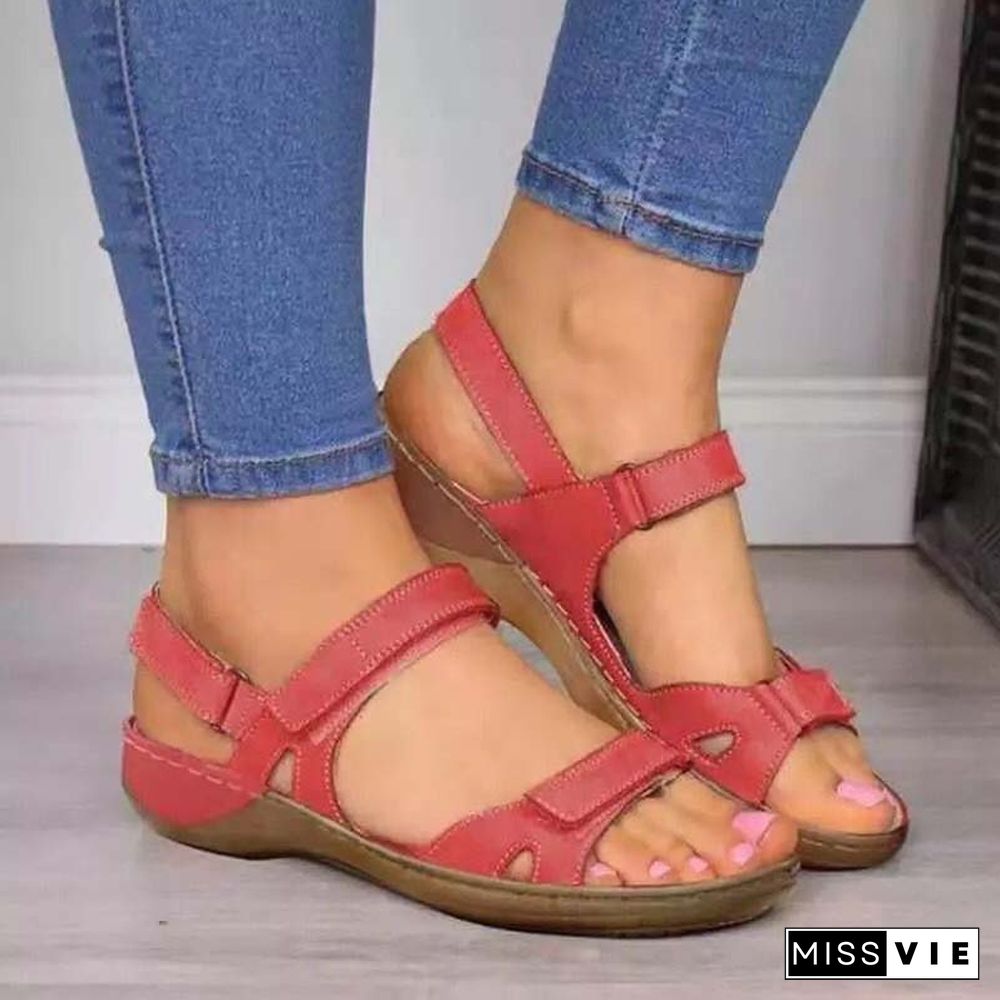 Summer Woman Sandals New College Style Ladies Sandals Low Heel Wedge Casual Women Shoes Fashion Leather New Shoes For Femme