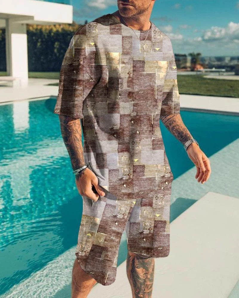 Men's Fashion Printing Shorts Suit34