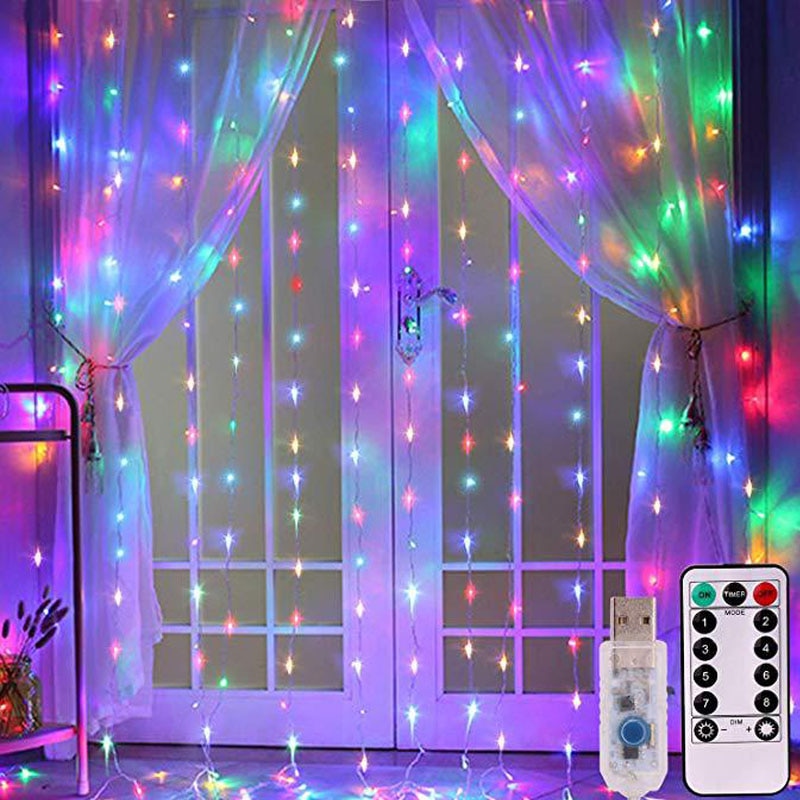 3M LED USB Power Remote Control Curtain Christmas Garland Lights Fairy ...