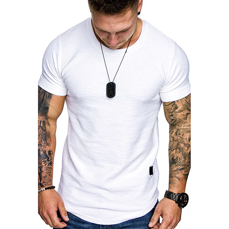 BrosWear Fashion Round Neck Solid Color Short Sleeve T-shirt