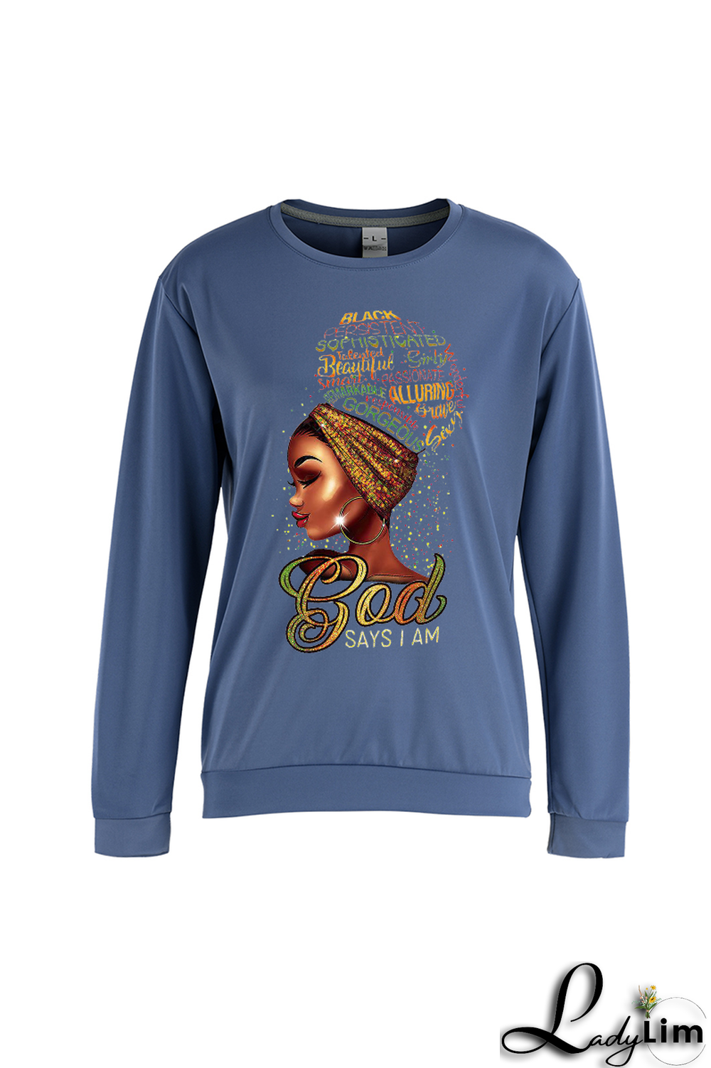 Blue Street Vintage Print Patchwork Letter O Neck Tops