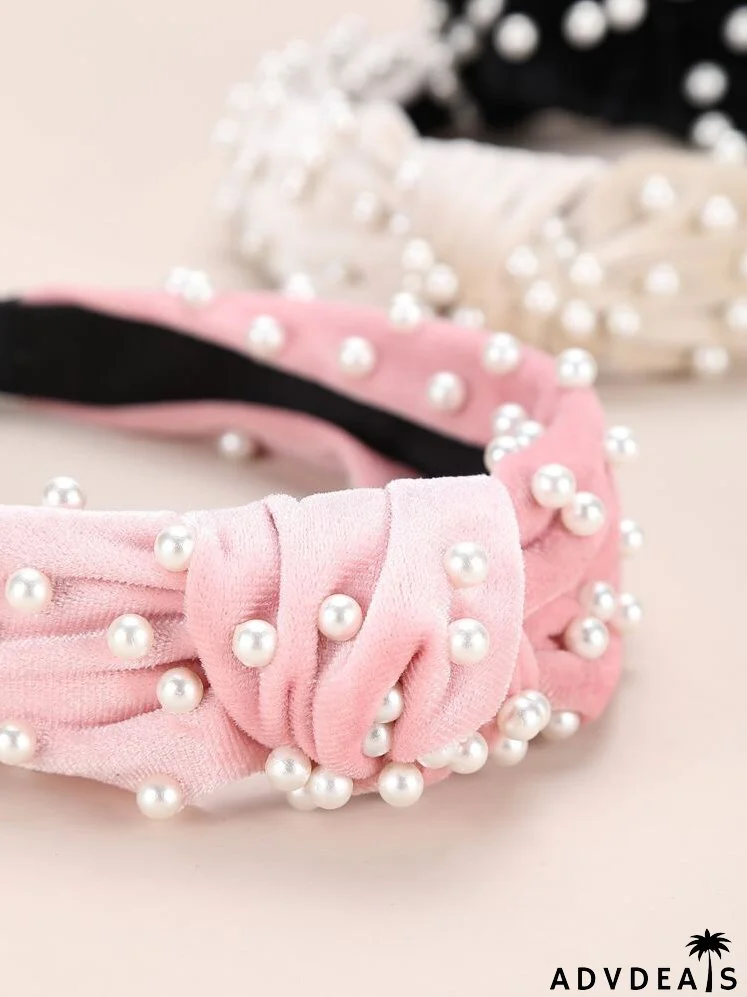 3pcs Faux Pearl Decor Hair Hoop