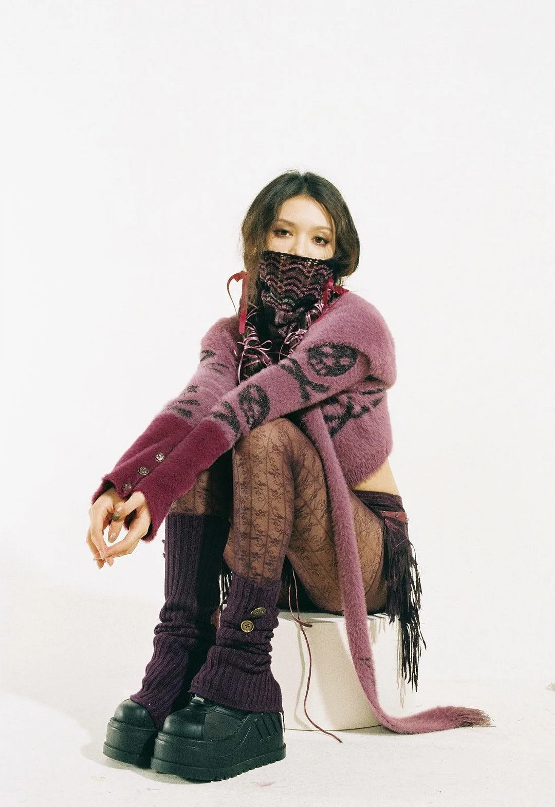 Brownm Gothic Skull Hooded Cardigan