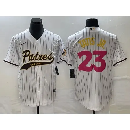 Men's San Diego Padres #23 Fernando Tatis Jr. White Cool Base Stitched Baseball Jersey A6M9