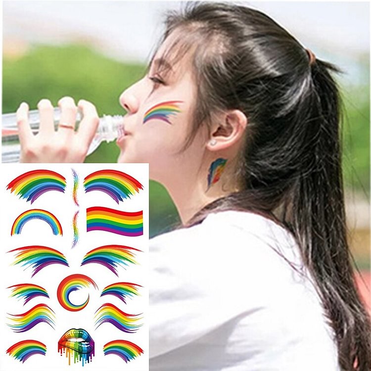 Rainbow Temporary Tattoo Stickers Colorful Flag Butterfly Flower Long Lasting Temp Tattoos for Gay Pride Men Women