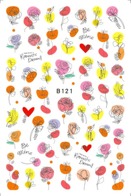 Black Rose Flower Heart 3D Nail Sticker Self-Adhesive Slider Art Decorations Valentine's Day Decals Manicure Accessories-Nail Inspo