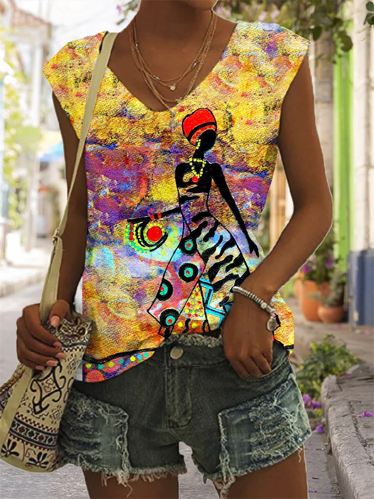 Stylish Black Women Graphic Tank Top