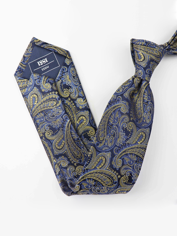 Paisley Print Navy Blue Silk Tie-Real Silk Life