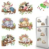 (US Local)6pcs Acrylic DIY Animals on Tree Diamond Art Fridge Magnet Kit for Beginners