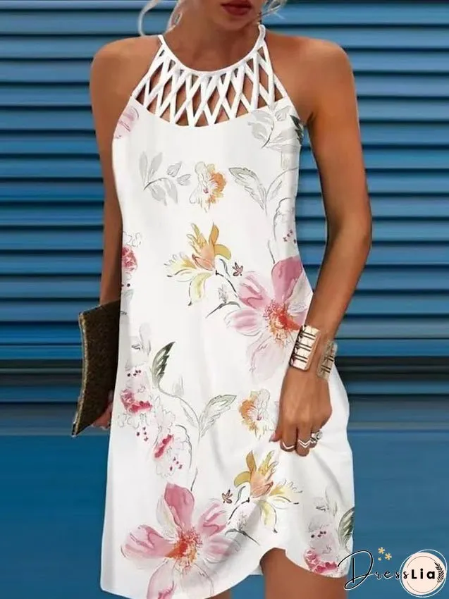 Women's Casual Dress A Line Dress Summer Dress Floral Cut Out Print Halter Mini Dress Active Modern Daily Holiday