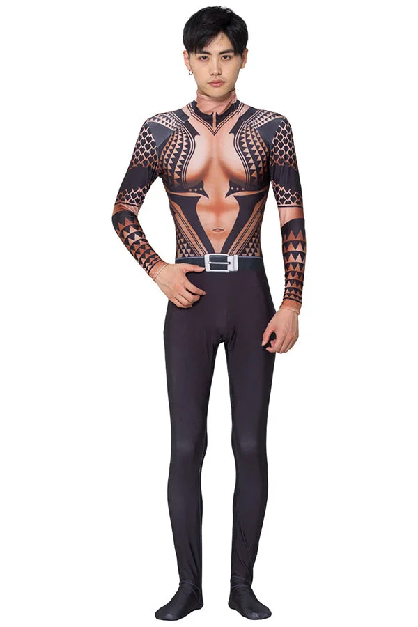Halloween Mens Aquaman Jumpsuit Costume-elleschic