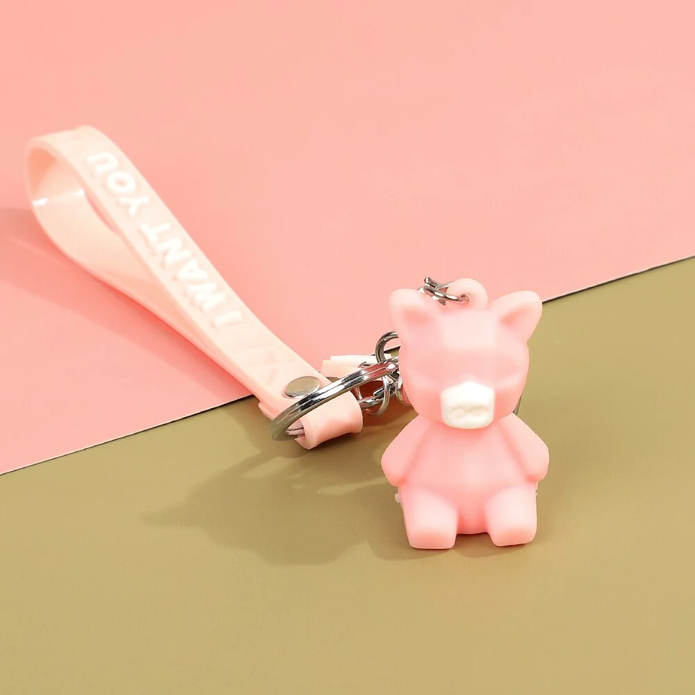 JIANWU Cute Cartoon Animal 3D Rubber Keychain Creative Personality Pendant Keychain Kawaii Notebook Hanging Accessories Gift