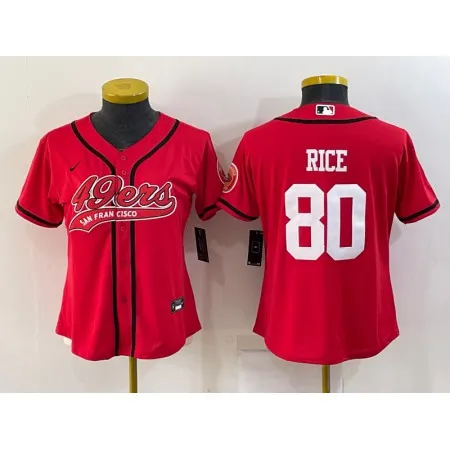 Youth San Francisco 49ers #80 Jerry Rice Red With Patch Cool Base Stitched Baseball Jersey 31IJ