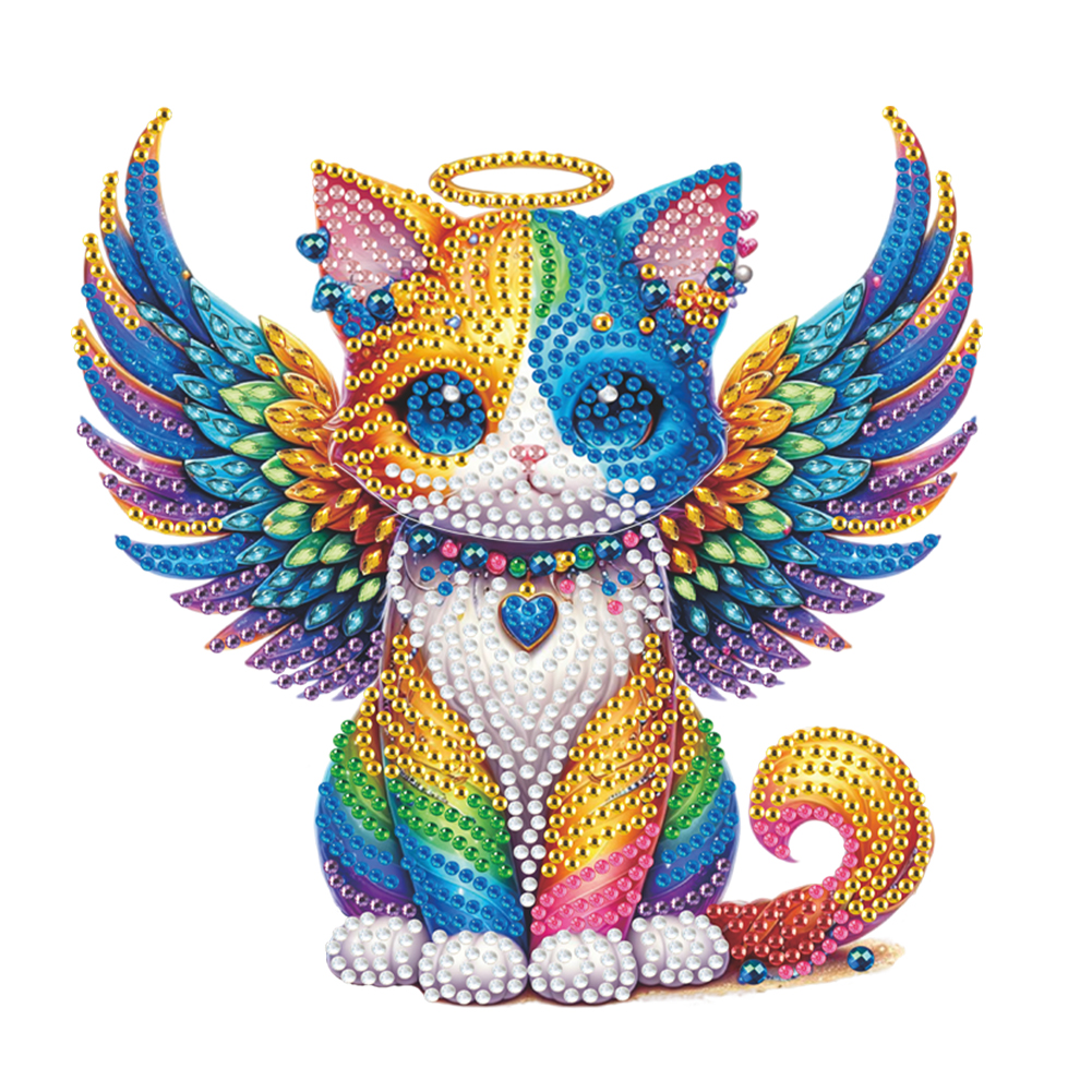 DIY Diamond Painting Acrylic Bobble Head Decoration Angel Wings Cat-Guru-buzz