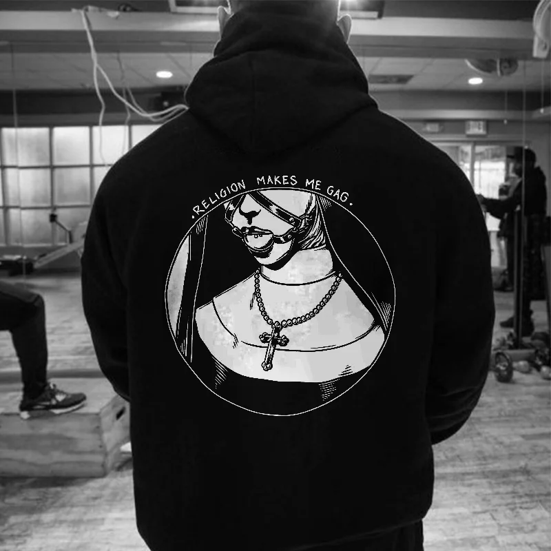 Religion Makes Me Gag Printed Men's Hoodie -  UPRANDY
