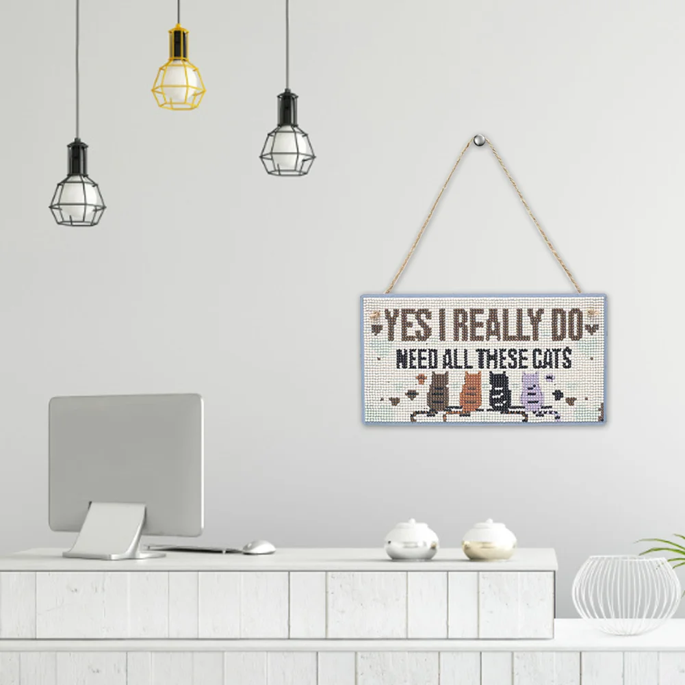 5D DIY Letter Full Drill Hanging Diamond Painting Craft Home Decor (Cats)