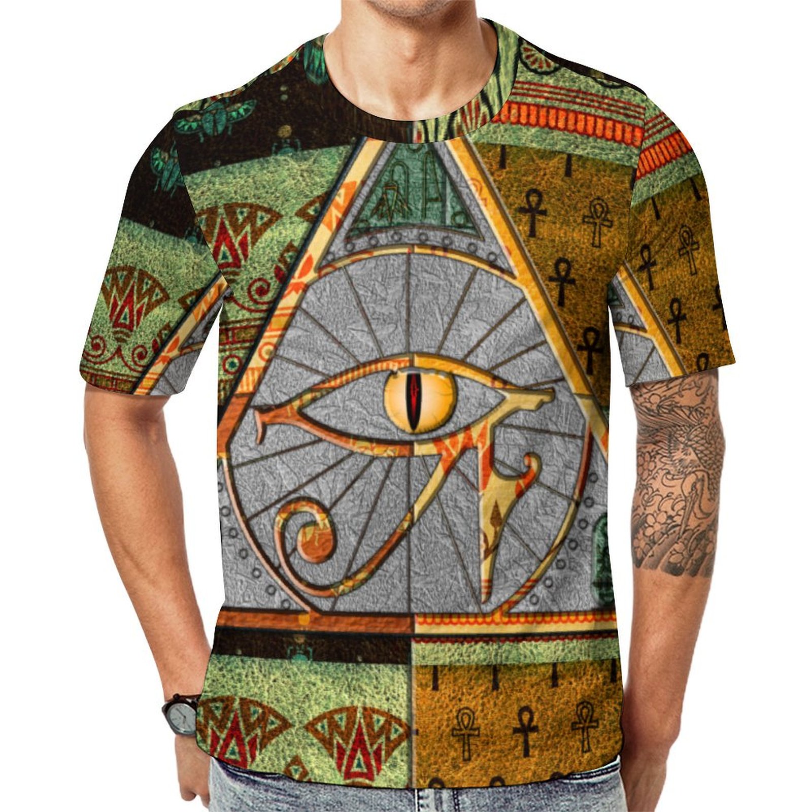 Eye Of Horus Pyramid Ancient Egyptian Short Sleeve Print Unisex Tshirt Summer Casual Tees for Men and Women Coolcoshirts