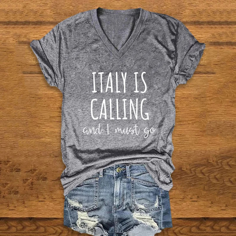 T-shirt stampata da donna "L'Italia chiama, devo andare"