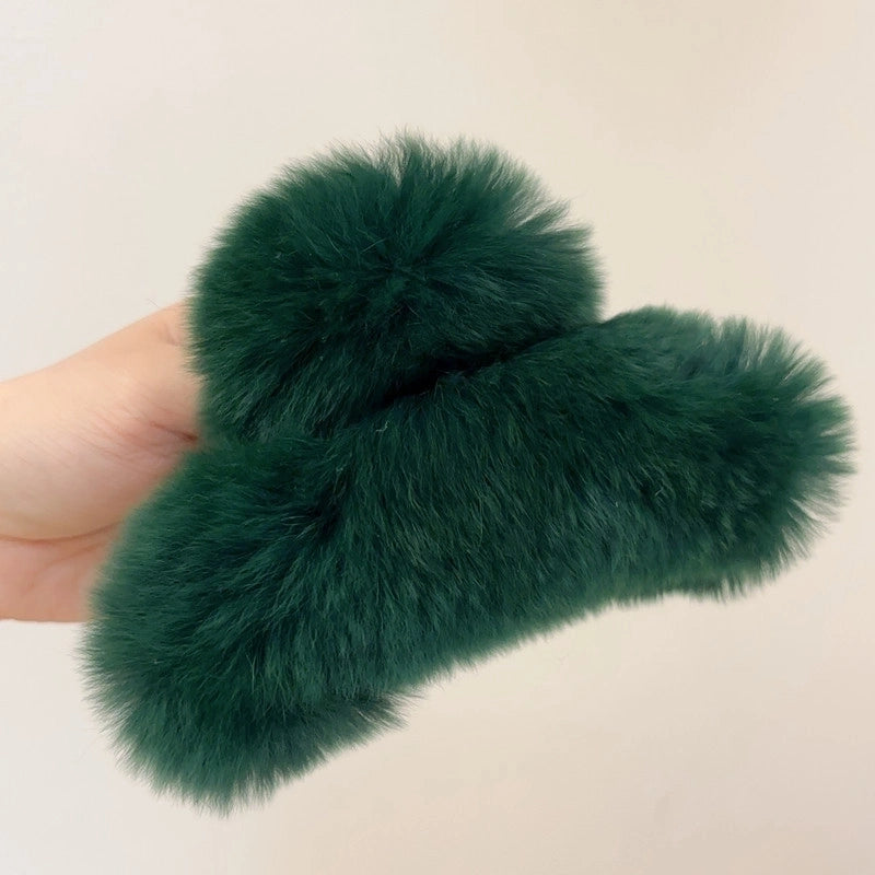 Women’s Minimalist Solid Color Plush Hair Claws
