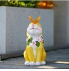 Statue de jardin lapin avec lumi&egrave;re solaire papillon