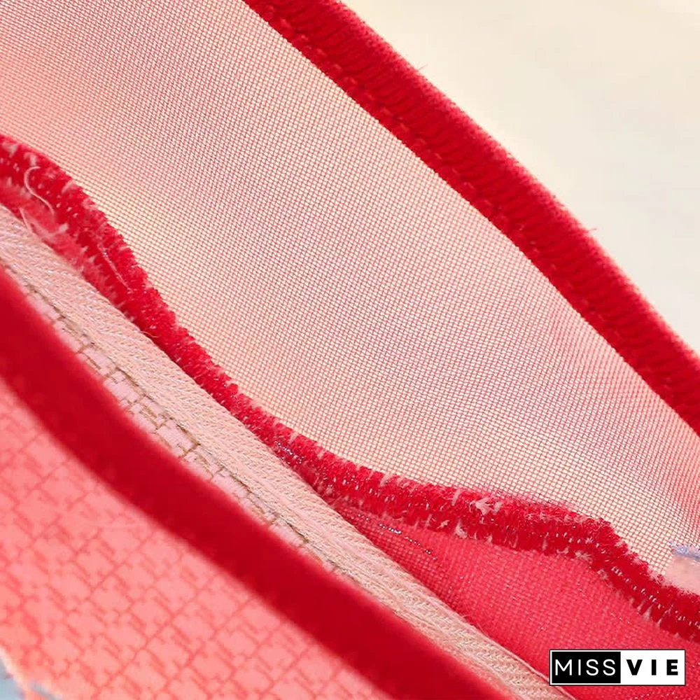 Vintage Lotus Moon Embroidery Pearl Lace Up Flats Shoes