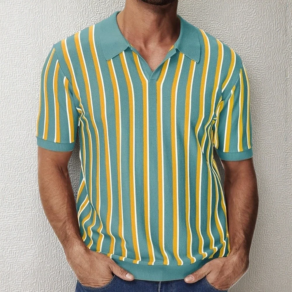 Uveng Uveng Men's High Quality Summer Collar Temperament Striped POLO Shirt Men's Short-Sleeved Top SY0158