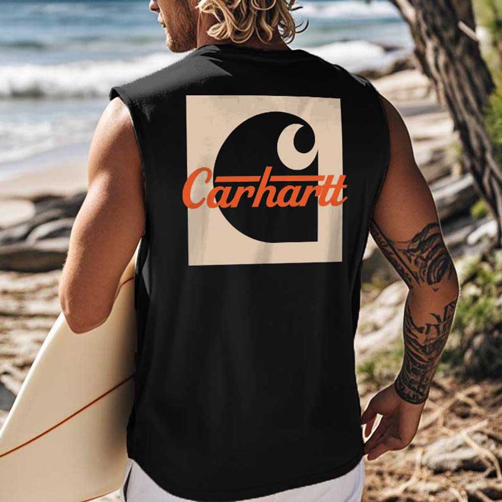 Men's Vintage Surfing Beach Print Round Neck Sleeveless Tank Top / TECHWEAR CLUB / Techwear