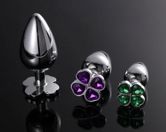 freundin mit dildo Metal Anal Butt Plug 4 Leaf Cover Jewelry Insert Gay Anus BDSM Sex Toy Men  Women ,Mature
