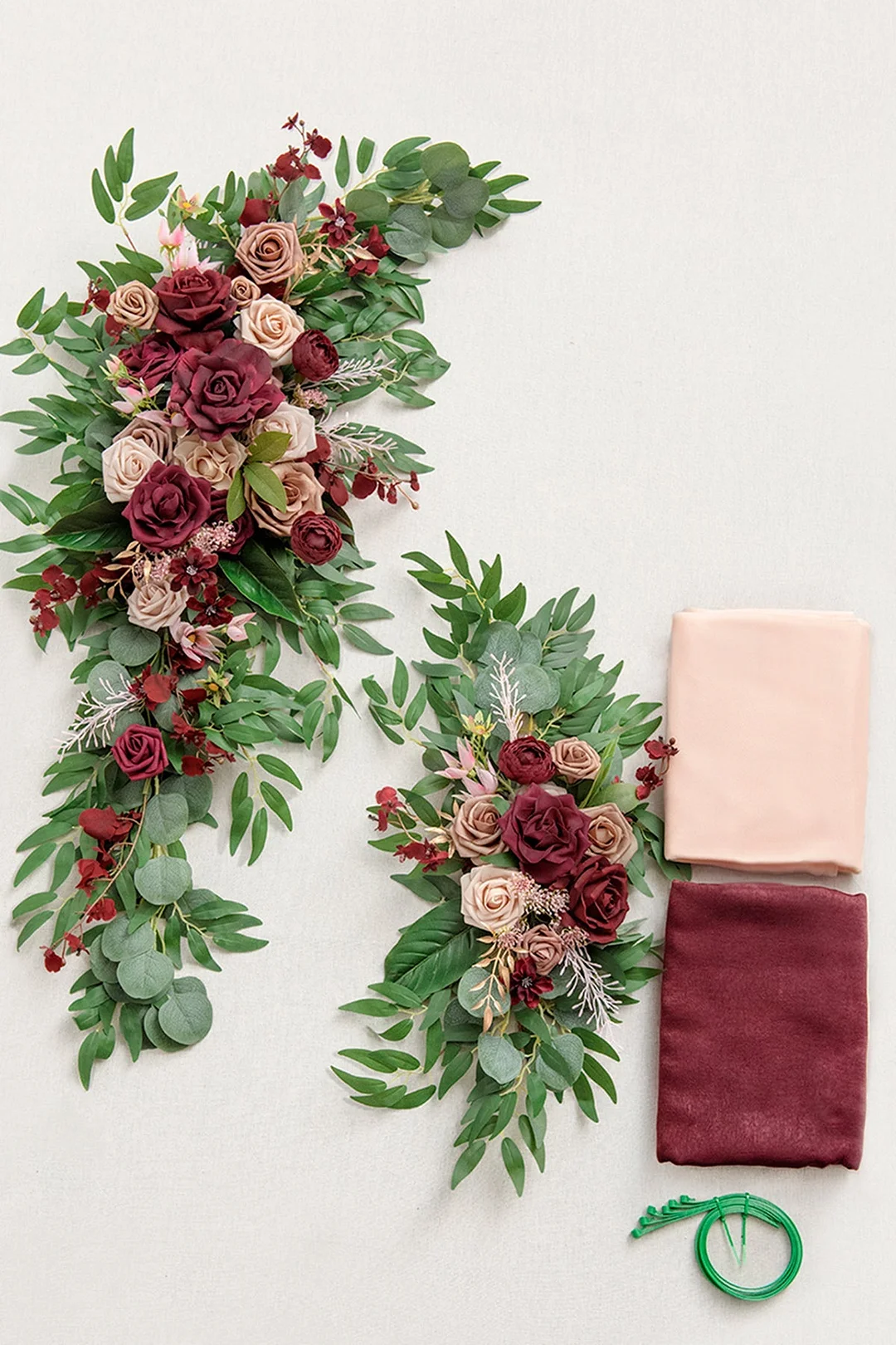 Flower Arch Decor with Drapes in Romantic Marsala