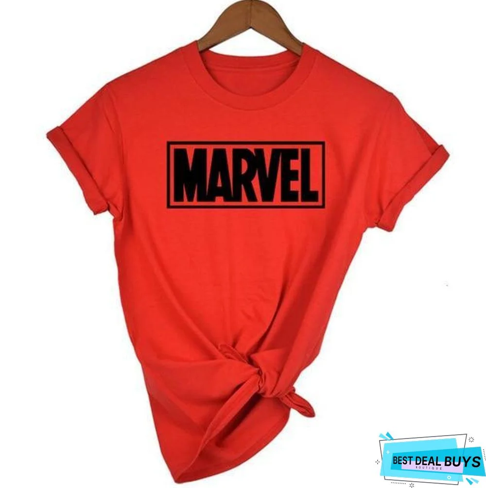 Women Short Sleeve T-shirt O-neck Cotton Super Hero Tops Tee