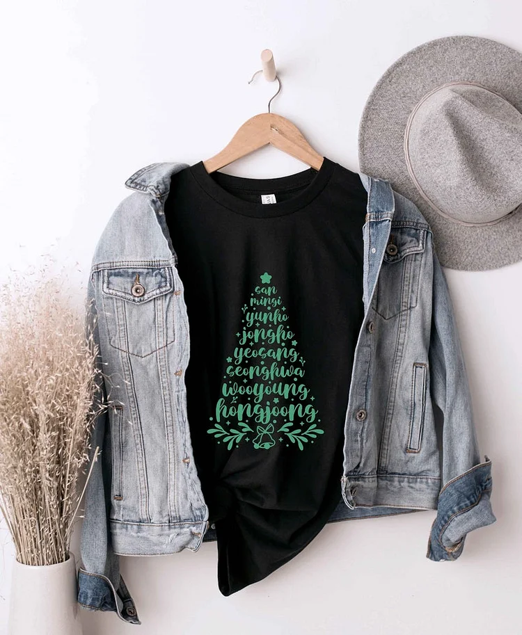 Ateez Christmas Name Tree T-Shirt officialateezshop