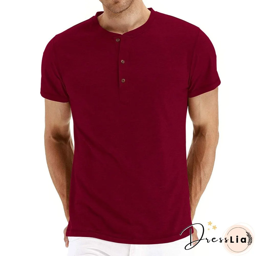 Men Solid Color O-Neck Short Sleeve T shirt