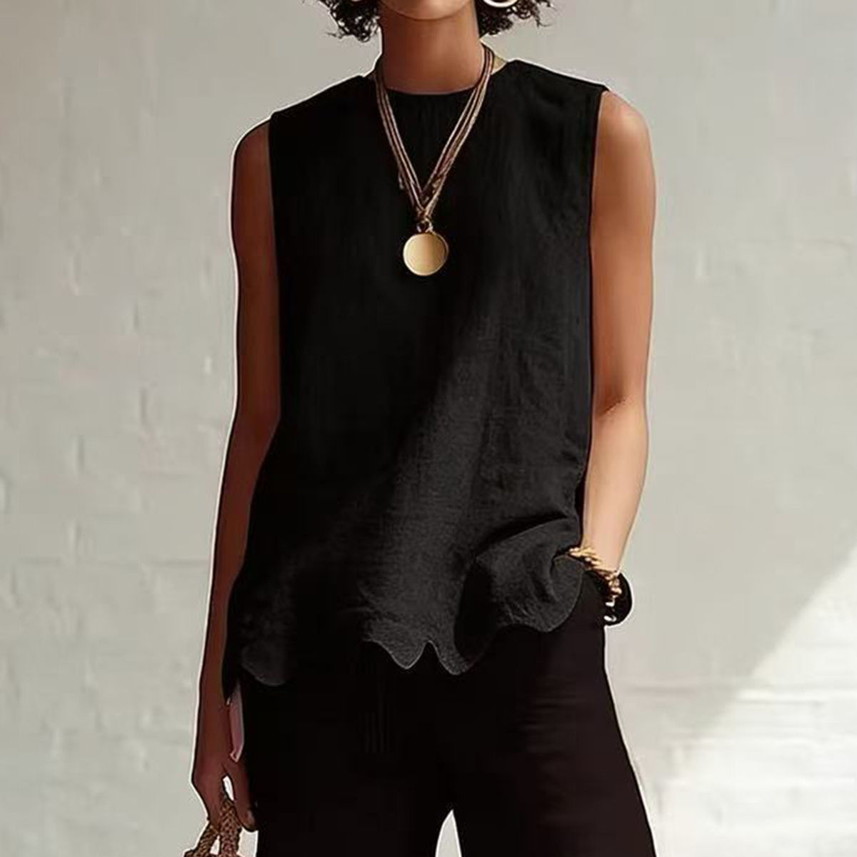 Elegant Minimalist Wavy Design Vest elevenforest