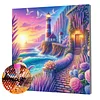 Framed Diamond Painting - Full Round Drill - Seaside Lighthouse (25x25cm)