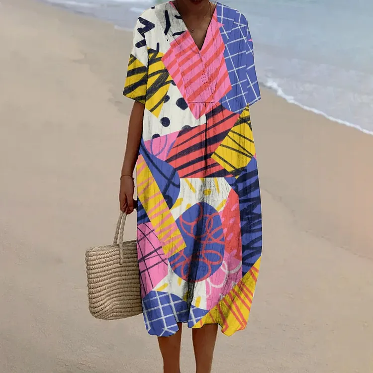 Women's Abstract Printed Flowy Dress