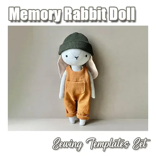 Memory Rabbit doll Sewing Templates Set & With Instructions