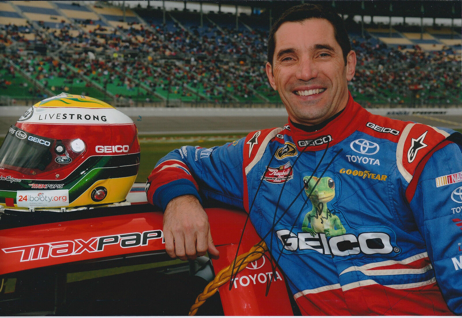 Max PAPIS SIGNED NASCAR Winner Champion 12x8 Photo Poster painting AFTAL COA Autograph