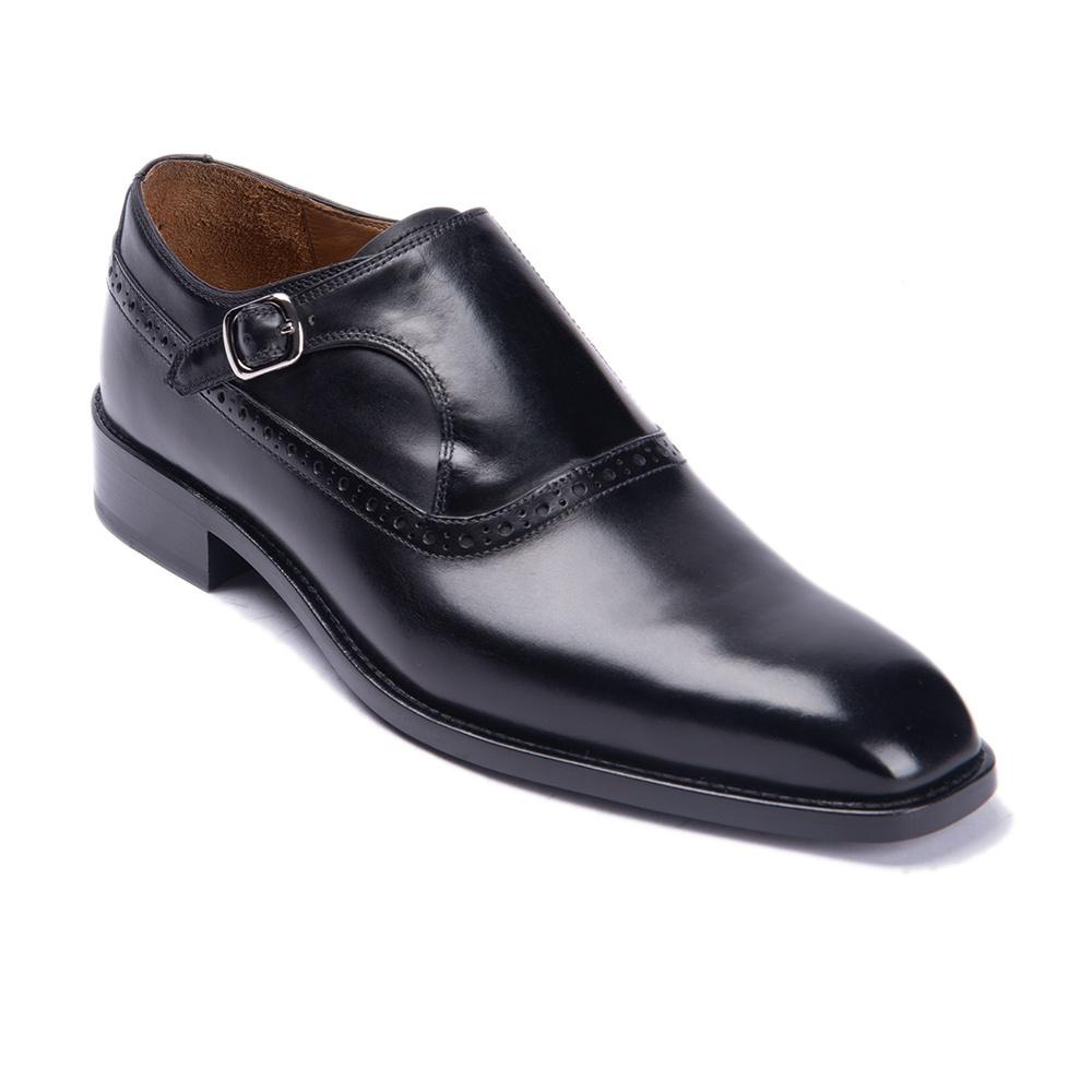 VCSHOES Men's Buckle Dress Wedding Leather Shoes Black Leather Pointed Toe Strap Formal Business Office Shoes Flats Loafers