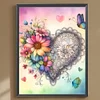 Fleurs de coeur-perce-ronde peinture diamant-30*40cm