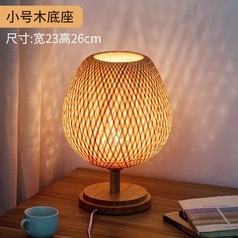 Bamboo Desk Lamp Japanese Zen Bamboo Table Lamp Bedroom Living Room Teahouse Hotel Study Bedside New Chinese LED Art Deco