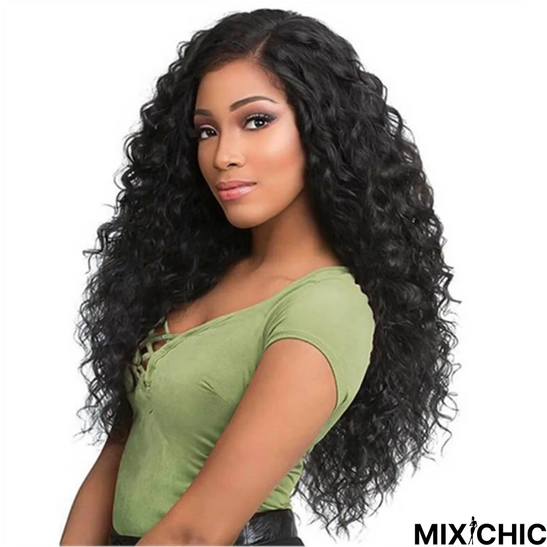 Hot European and American Fashion Wigs Small Curls Black Fluffy Wigs Long Curls