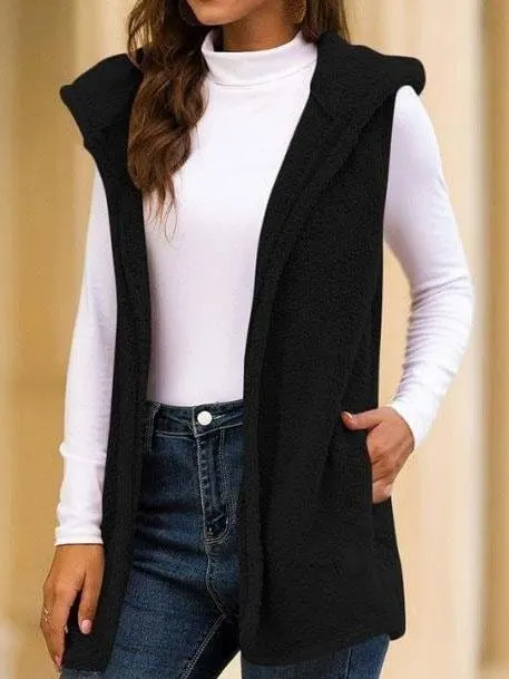 Faux Shearling Duster Hooded Vest