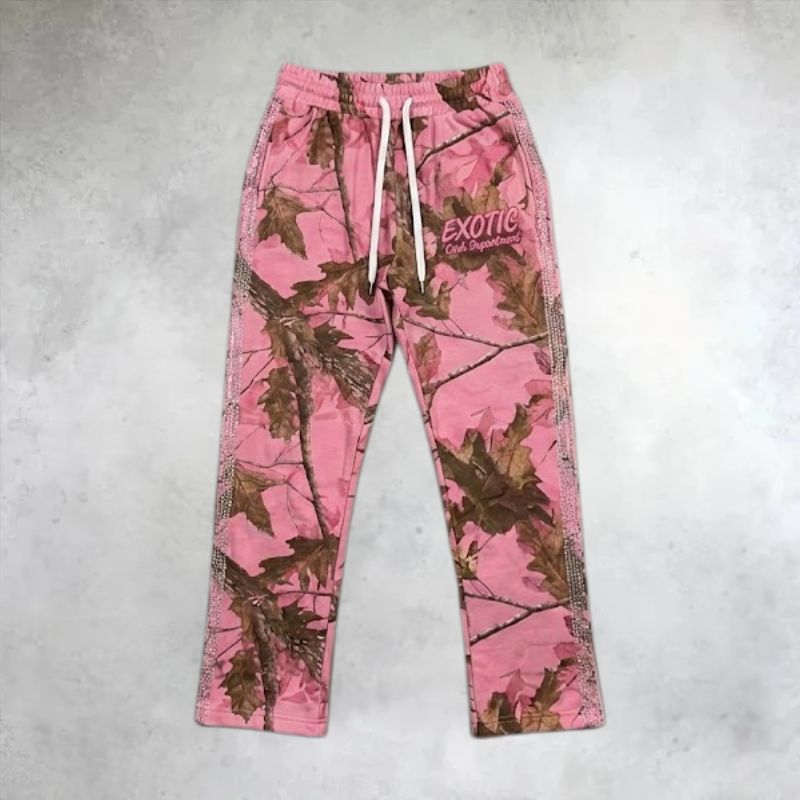 Street style Pink camouflage print Pants