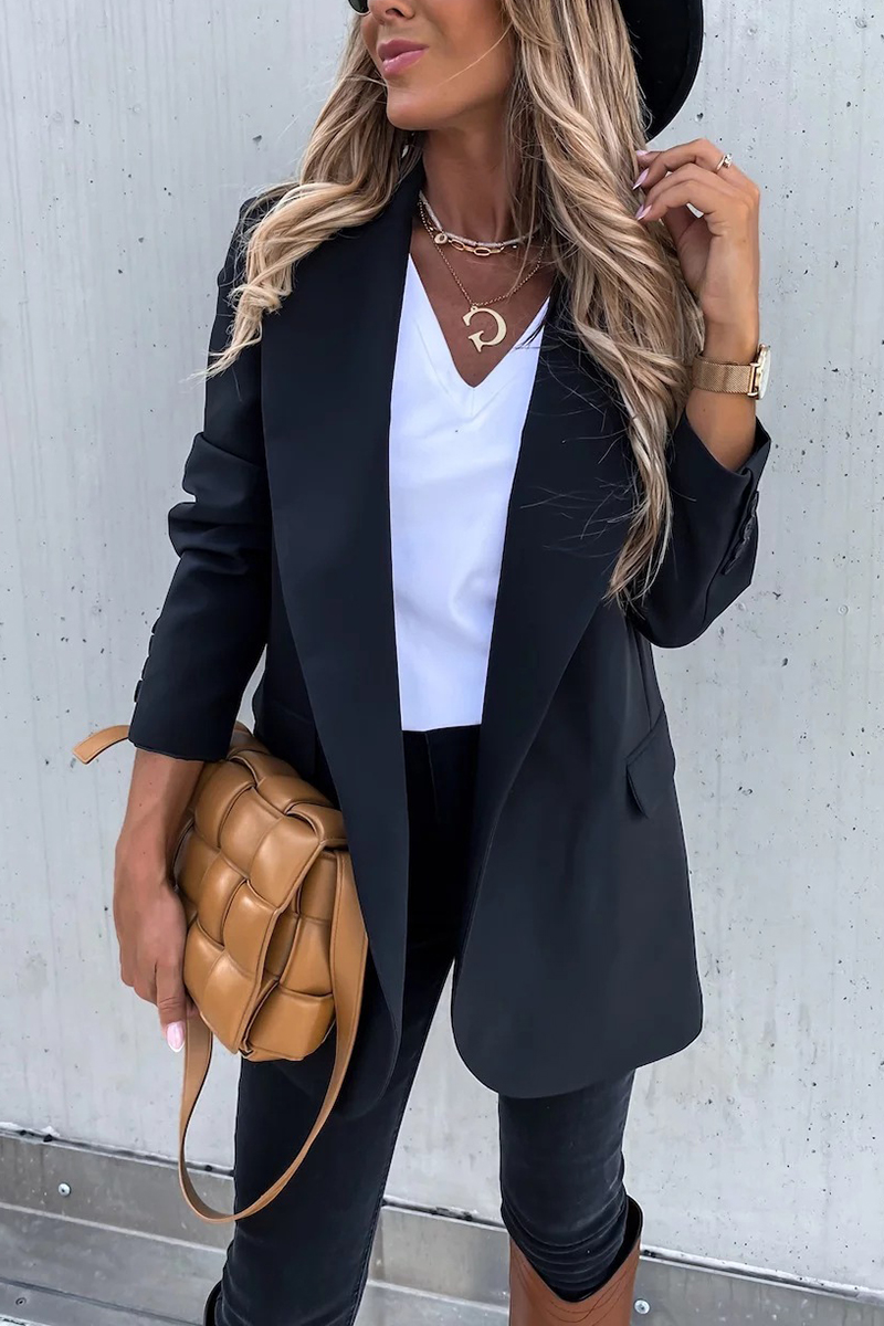 Women's Fashion Ladies Black Casual Long Sleeve Blazer