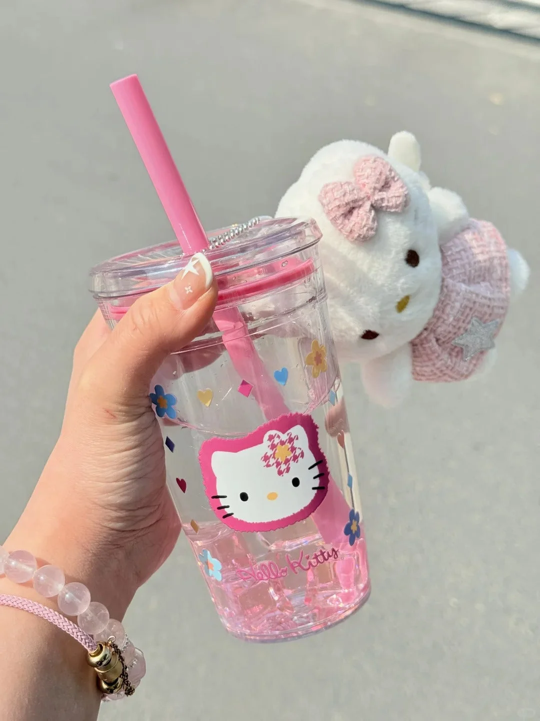 Kitty Straw Cup Water Bottle 450ml