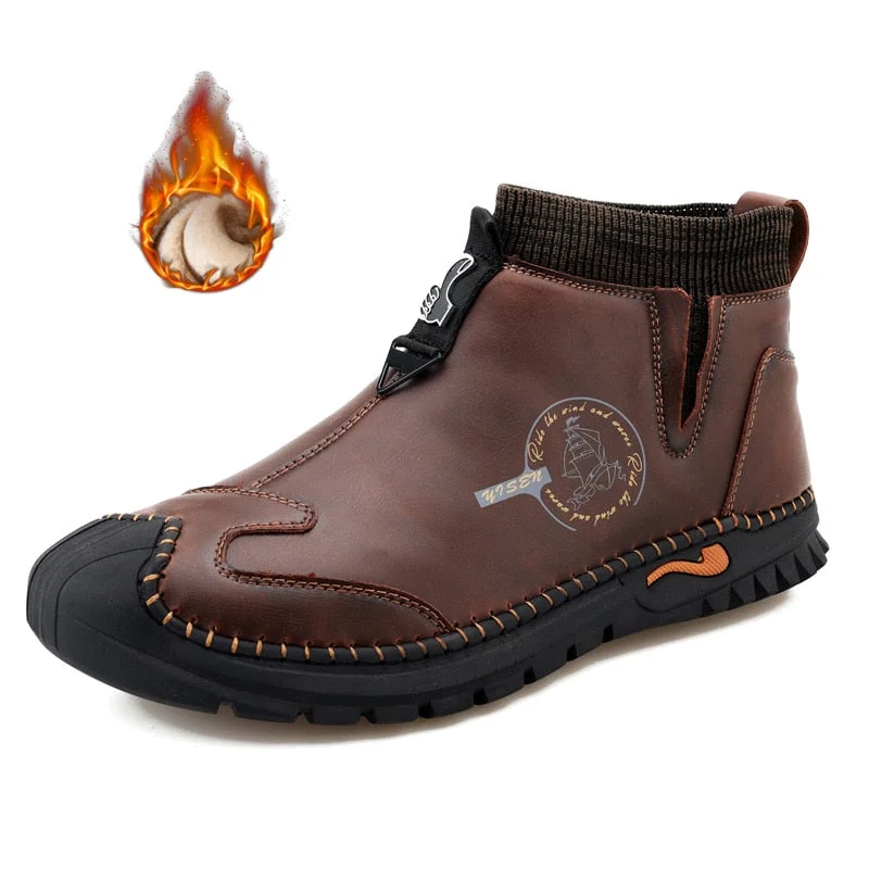 Nine o'clock New Arrivals Men Ankle Boots Autumn Breathable Slip-on Shoes Winter Plush Casual Botas De Hombre Trend Large Size