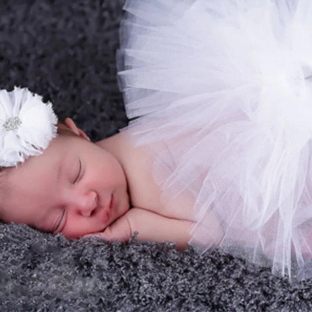 Newborn Photography Props Baby Girls Princess Tutu Skirt Headband New Born Girl Photo Green Pettiskirt fotografia accessories